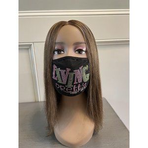 Alpha Kappa Alpha Living Pretty Since 1908 Rhinestone Bling Face Mask Pink